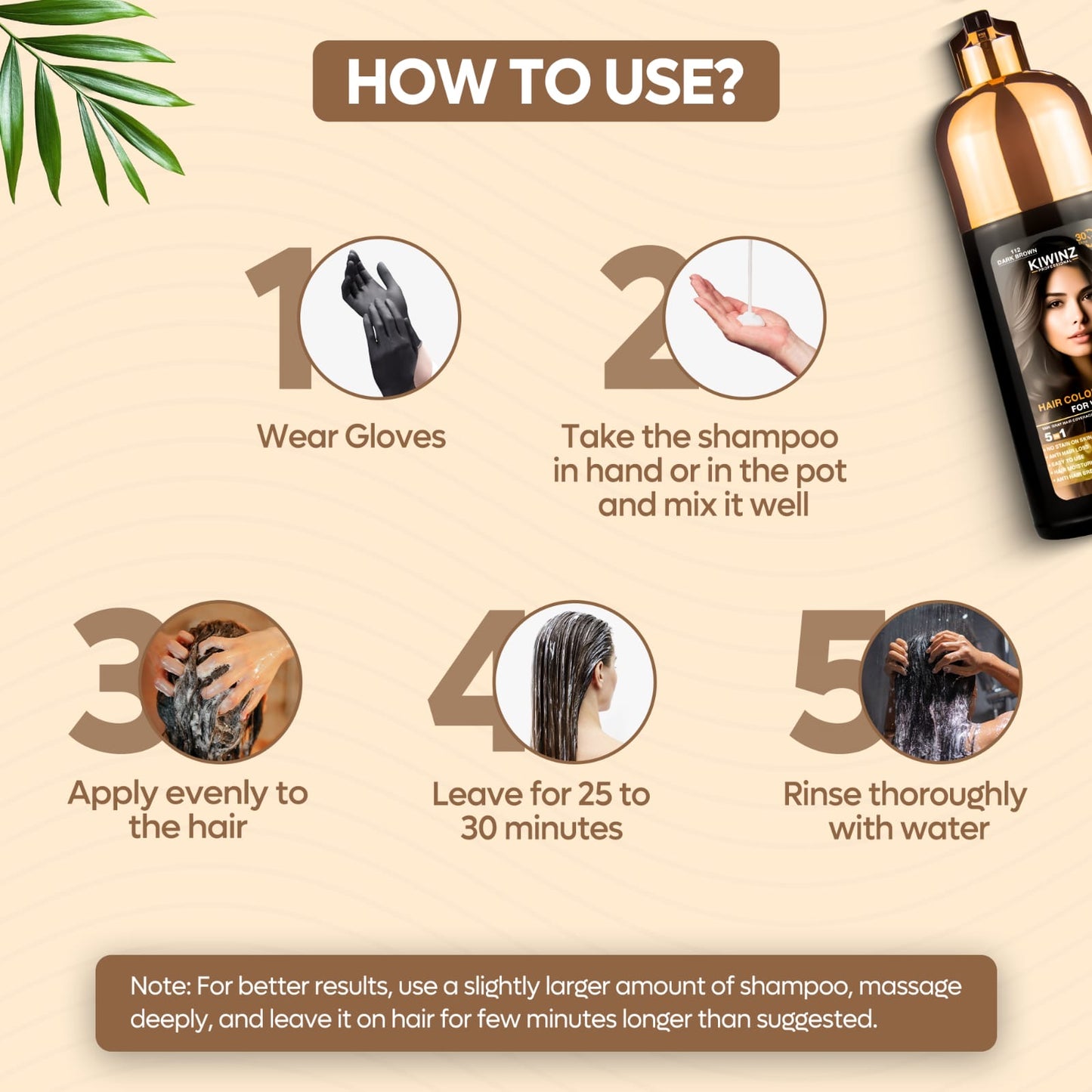 Kiwinz Hair Colour Shampoo For Women | 5-in-1 | 200ML