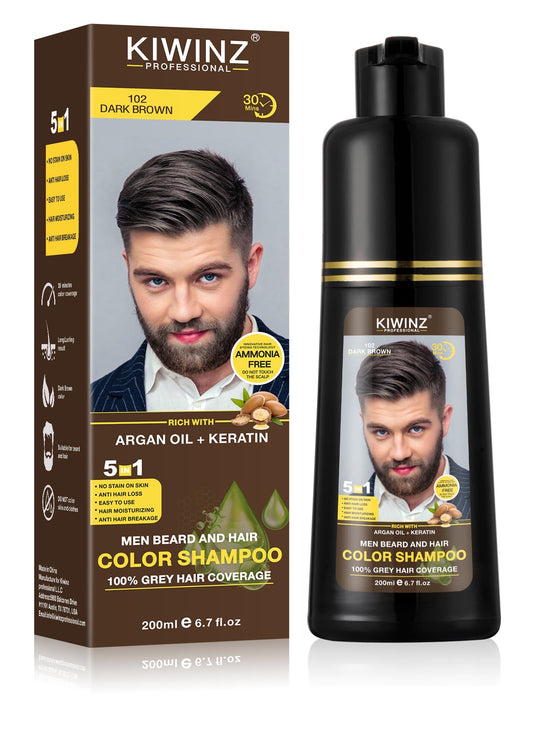 Kiwinz Hair Color Shampoo For Men | 5-in-1 | 200ML