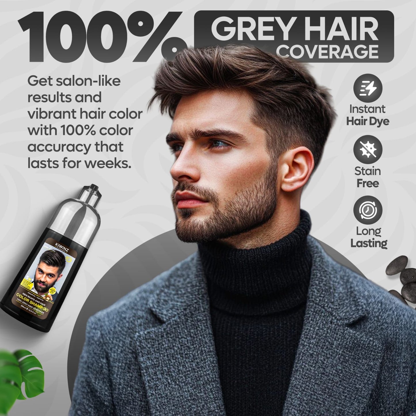 Kiwinz Hair Color Shampoo For Men | 5-in-1 | 200ML