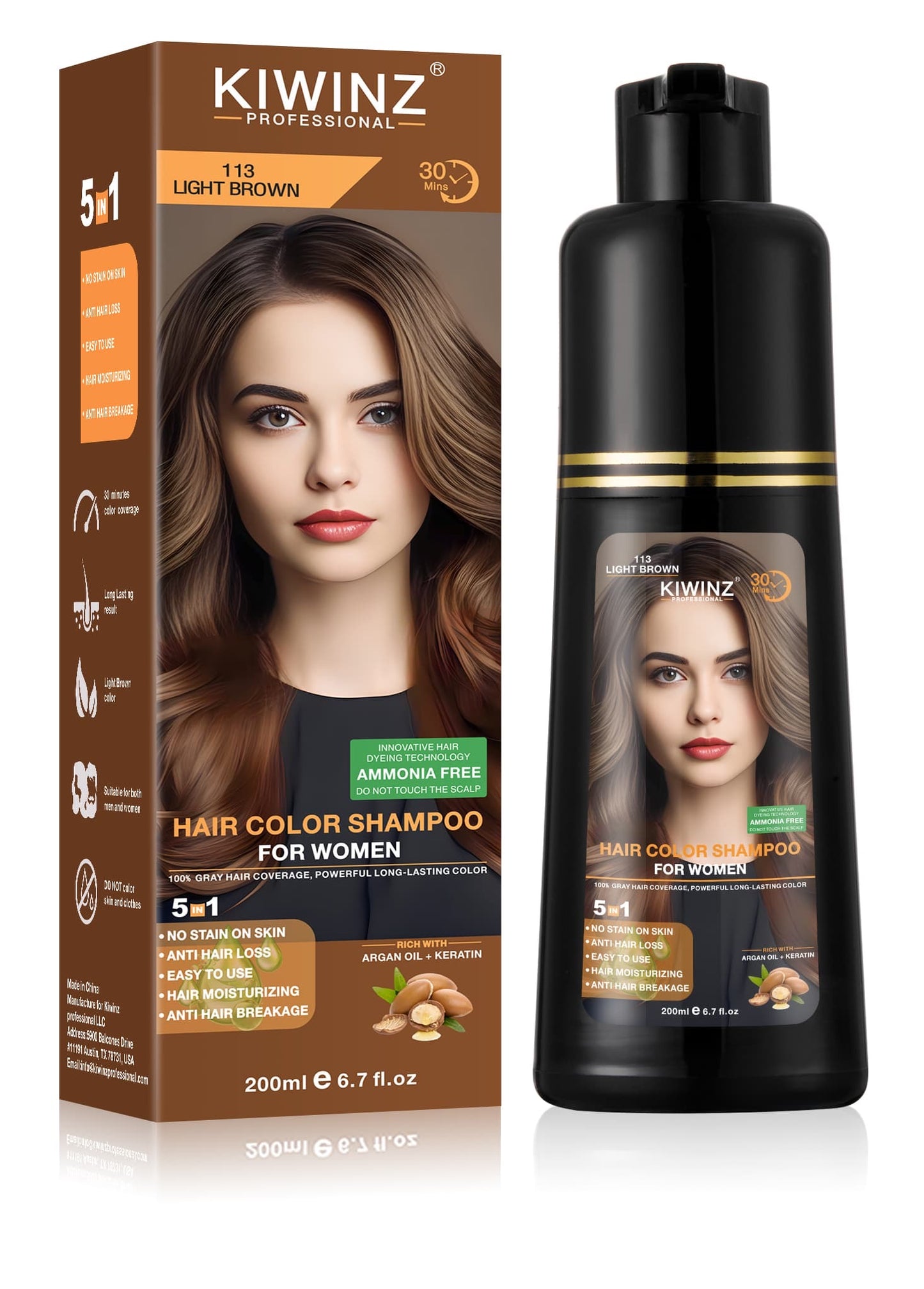 Kiwinz Hair Colour Shampoo For Women | 5-in-1 | 200ML