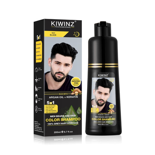 Kiwinz Hair Color Shampoo For Men | 5-in-1 | 200ML