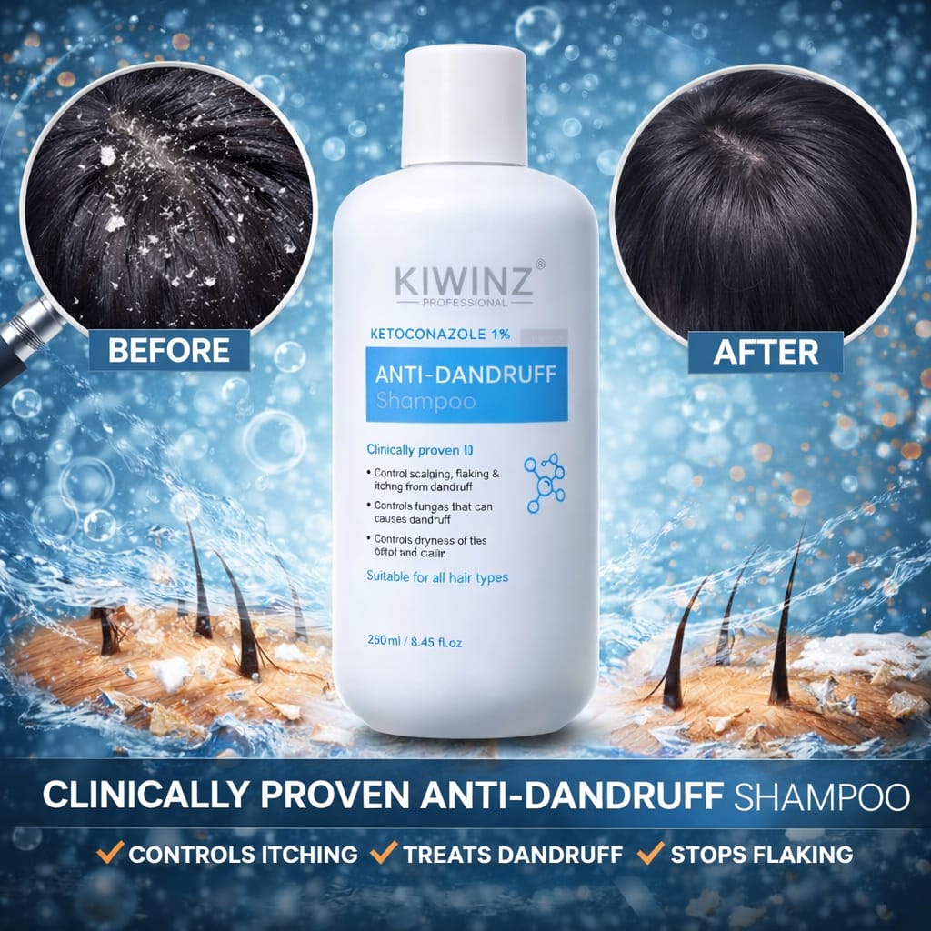 Kiwinz Professional Anti-Dandruff Shampoo with 1% Ketoconazole