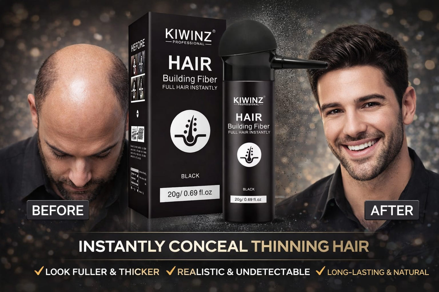 Kiwinz Professional Hair Building Fibers with Pump